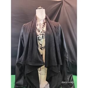 Blank NYC Size (M) faux black leather/suede draped asymmetrical jacket
